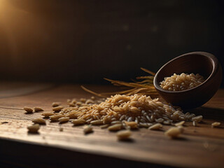 rice on a wooden table