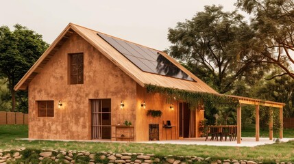 Fototapeta premium Visualize a small, cozy, modern home nestled in the countryside