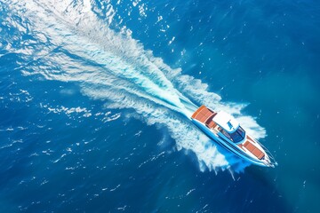 speedboat through the sea in sunlight