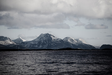 snowy mountains in Norwegian waters