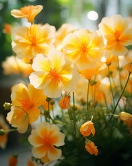 Obraz premium A beautiful bouquet of yellow and orange flowers. The flowers are in focus, with a blurred background.