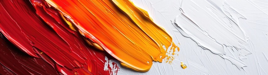 Dynamic abstract background with a mixture of red and yellow oil paint strokes, can be utilized for printed materials such as brochures, flyers, and business cards.