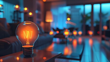 A futuristic vision of a smart home where light bulbs require a touch to authenticate user passwords