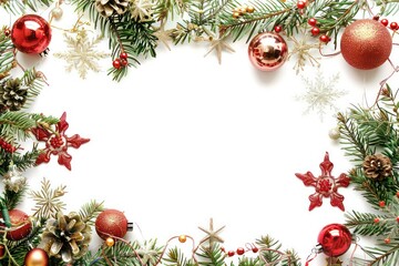 Fototapeta na wymiar christmas decoration frame in white-background