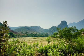 Obraz premium Natural Harmony: The Enchanted Landscapes of Muang Ngoi Neua