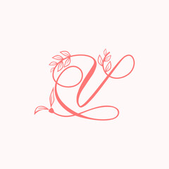 Floral Alphabet V logo.