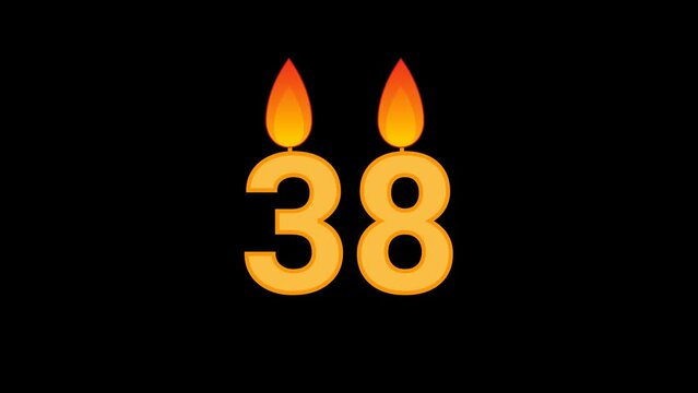 38 Number Cake with Flame Animation