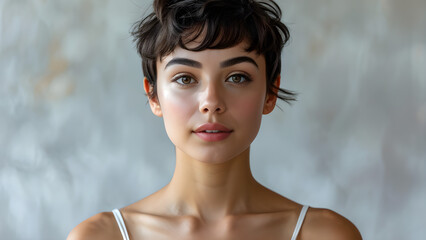 Graceful Pixie Cut for Ballet Athlete, Elegant Hairstyle on Beautiful Ballerina, Stunning Pixie Cut Style for Western Ballet, Beauty in Motion: Western Ballet Athlete with Pixie Hairstyle
