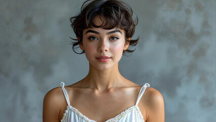 Graceful Pixie Cut for Ballet Athlete, Elegant Hairstyle on Beautiful Ballerina, Stunning Pixie Cut Style for Western Ballet, Beauty in Motion: Western Ballet Athlete with Pixie Hairstyle