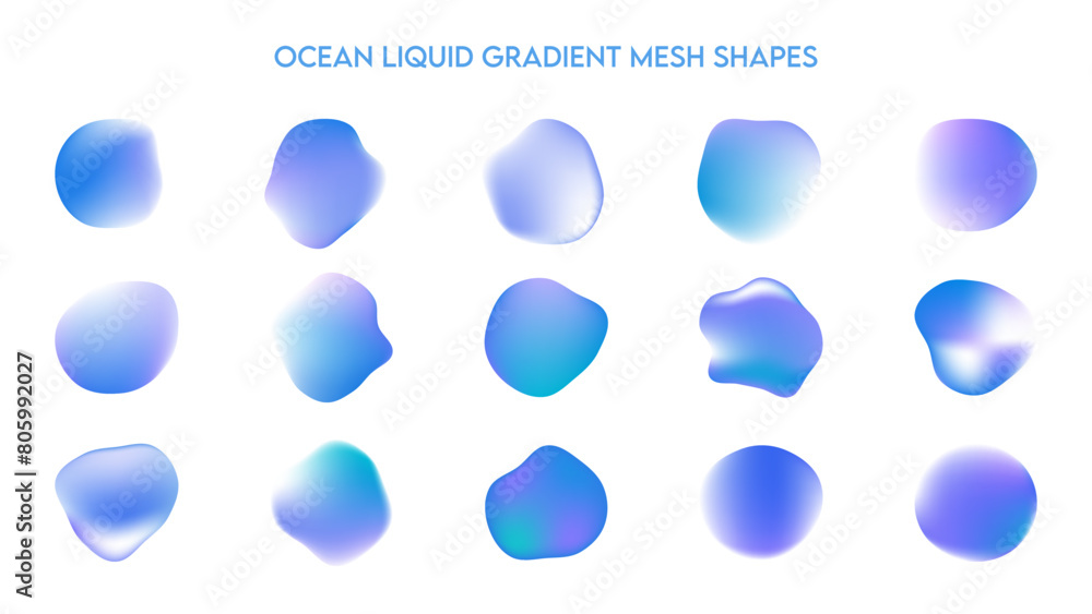 Poster abstract liquid gradient mesh shapes with three colors. 3d blob vector design