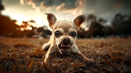 angry chihuahua dog atack