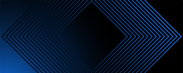 Blue and black vector abstract 3D futuristic modern neon banner with outline