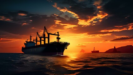 Obraz premium Sailing into Sunset | AI Illustration of a Voyage Amidst the Golden Waves