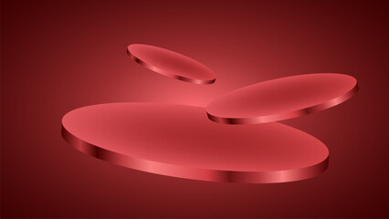 3D Minimal podium room with 3 set of steps realistic pink color cylinder stand podium. Podium wall with studio light for mockup product display.