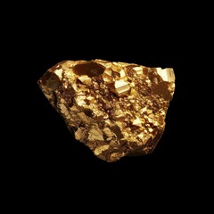 gold nugget isolated in the black background