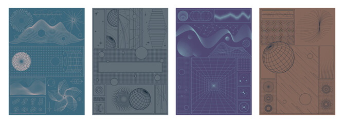 Abstract Geometric Shapes, Mesh, Grid, Surface for Abstract Posters, Covers, Illustrations