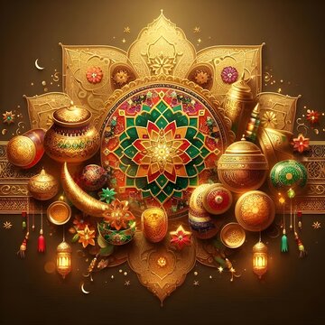 warm color eid ul adha,golden ornament on a background, eid mubarak template high defination, eid mubarak