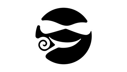 Partying face, emoji , black isolate silhouette