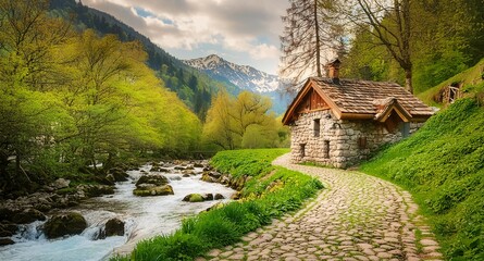 small house in the mountains