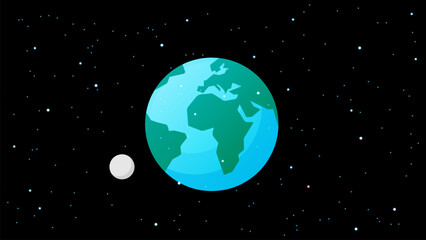 Earth and Moon Vector Design for Web Design. Earth Space Vector Background.