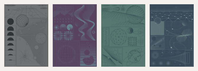 Geometric Shapes, Surfaces, Elements for Abstract Posters, Covers, Illustrations 