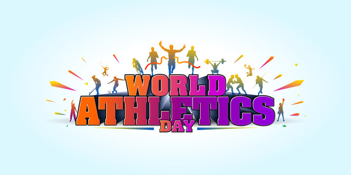 Background for world sports day or athletics day. Sports players athletic runners winners Eps vector illustration.