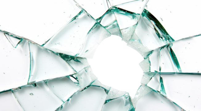 Broken glass effect isolated on transparent background.