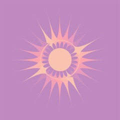 Pastel Purple and Peach of Flat Sun with Scrolling Gradient Flare Illustration