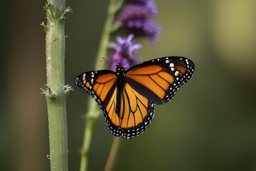 Naklejka premium Monarch butterfly closeup on a background of other but.generative.ai