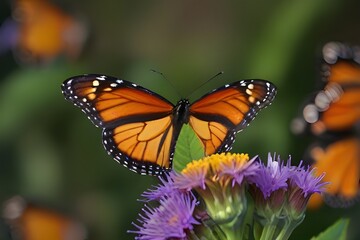 Monarch butterfly closeup on a background of other but.generative.ai