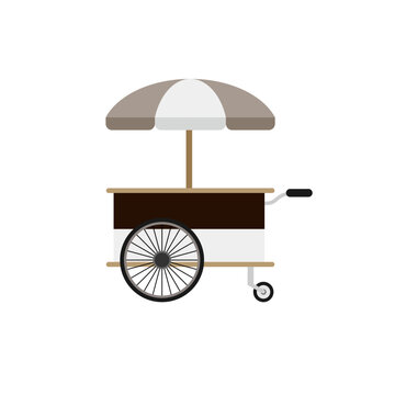 recommend clip art: food cart flat design vector illustration.concession cart illustration. street food vending cart