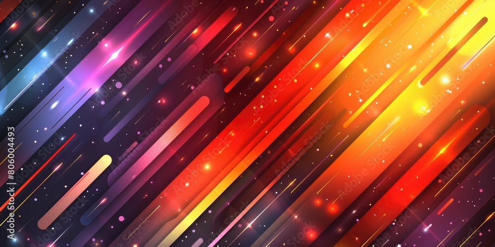Sticker a colorful abstract background with lines and stars