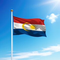 Waving flag of Labuan is a state of Malaysia on flagpole