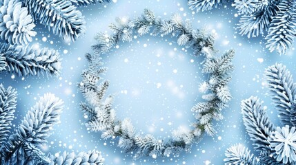 winter pine branches the snow. Christmas background