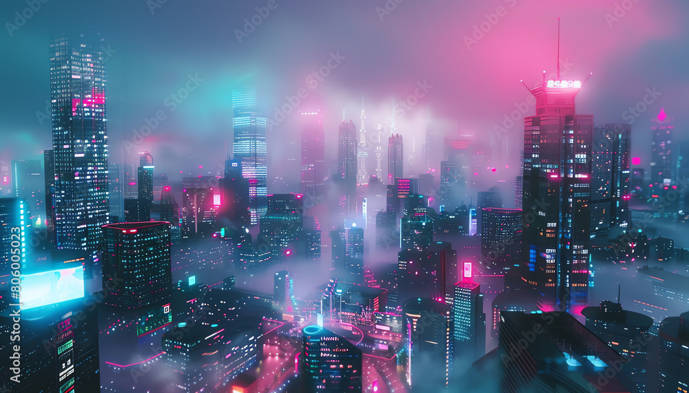 Poster capture the essence of urban exploration merging with futuristic tech using high-angle cg 3d renderi