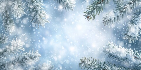 winter pine branches the snow. Christmas background