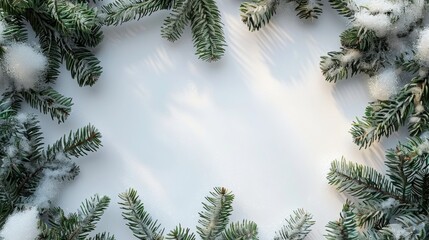 winter pine branches the snow. Christmas background