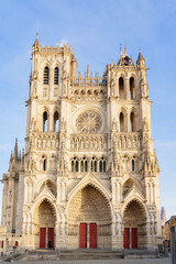 Very beautiful Notre-Dame Cathedral in Amiens. Gothic style