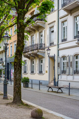 Street view of old city Baden-Baden with renaissance architecture 