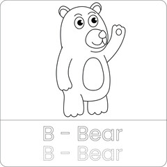 Cute Bear Coloring Page – Printable Black and White Animal Drawing for Kids