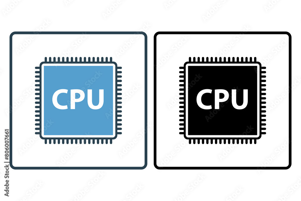 Poster cpu icon. icon related to computer. suitable for web site, app, user interfaces, printable etc. soli
