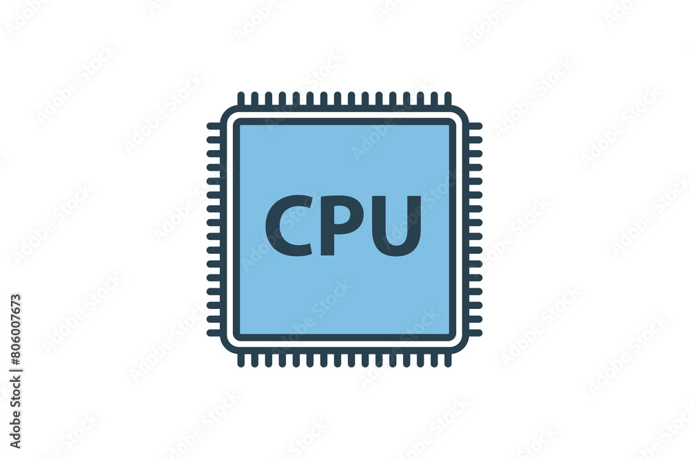 Poster cpu icon. icon related to computer. suitable for web site, app, user interfaces, printable etc. flat