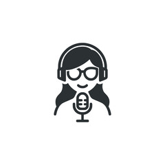 woman podcast media logo vector illustration template design