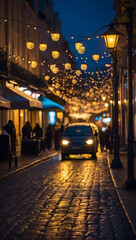 Urban Illumination, Discovering the Enchanting Charm of a City Street Bathed in Colorful Night Lights