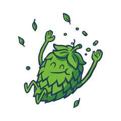 Fototapeta premium Happy Cartoon Hop Mascot Floating with Joy Cute Beer Character Illustration