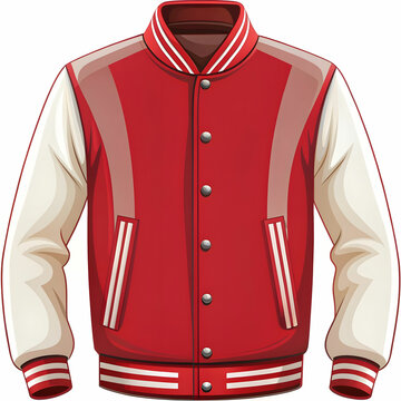 red varsity jacket with white sleeves clip art preview