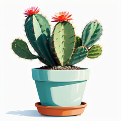 Cactus in pot on white background