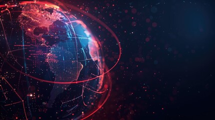 Fototapeta premium Digital Earth with overlaying glowing lines