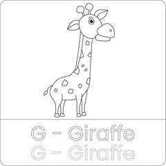 Giraffe Coloring Page – Tall Safari Animal Line Drawing for Children