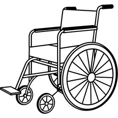 Wheelchair outline coloring book page line art illustration digital drawing